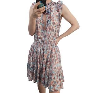 Poupette St. Barth Triny Floral‎ Mini Dress M Beach Resortwear Cottagecore Fairy